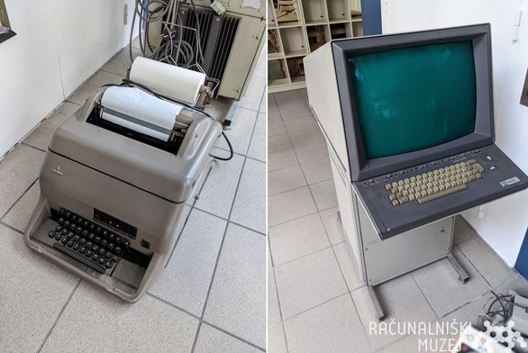 vintage teletype and a computer terminal